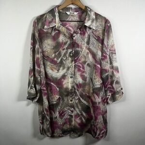 Vintage Alia Shirt Women 14 Paisley Print Button Up Blouse Lightweight Bohemian